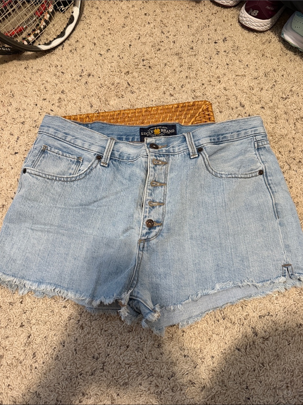 Lucky Brand Light Blue Button-Fly Denim Shorts